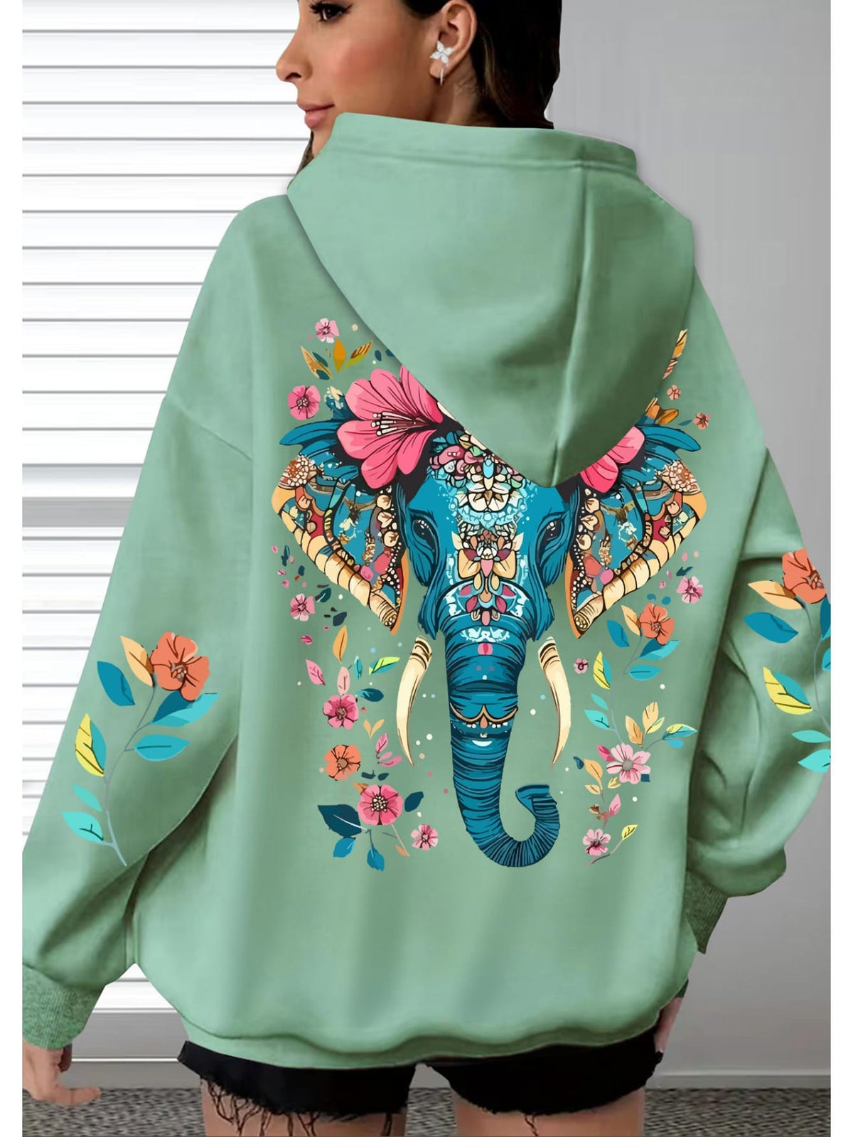 jkthpu-45 Women's Oversized Hooded Sweatshirt - Soft Casual Long