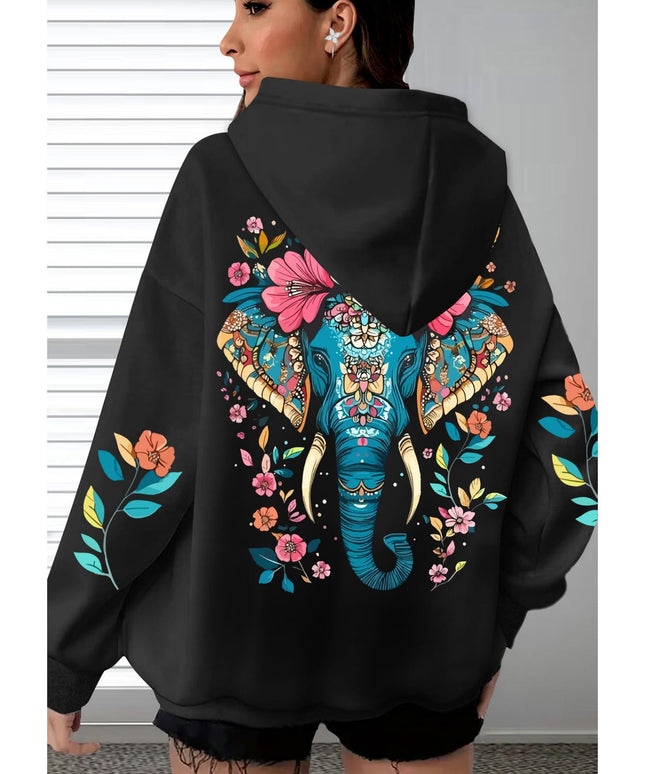jkthpu-45 Women's Oversized Hooded Sweatshirt - Soft Casual Long
