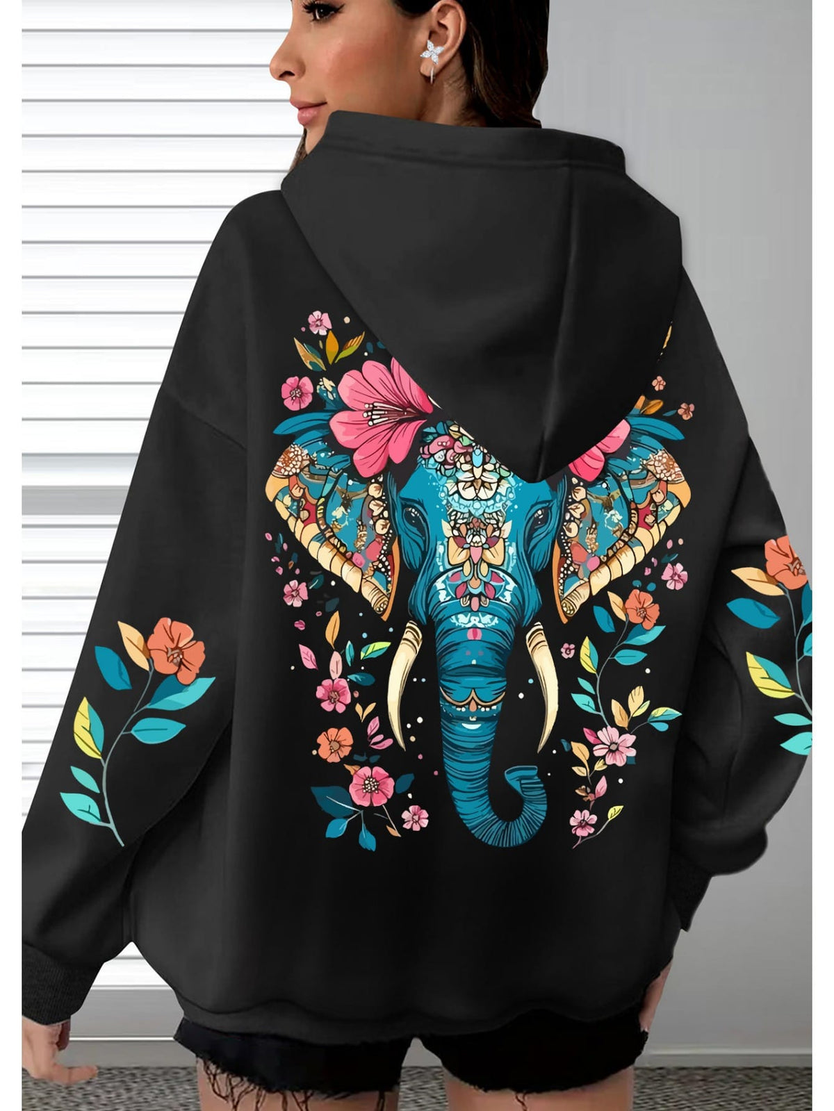 jkthpu-45 Women's Oversized Hooded Sweatshirt - Soft Casual Long