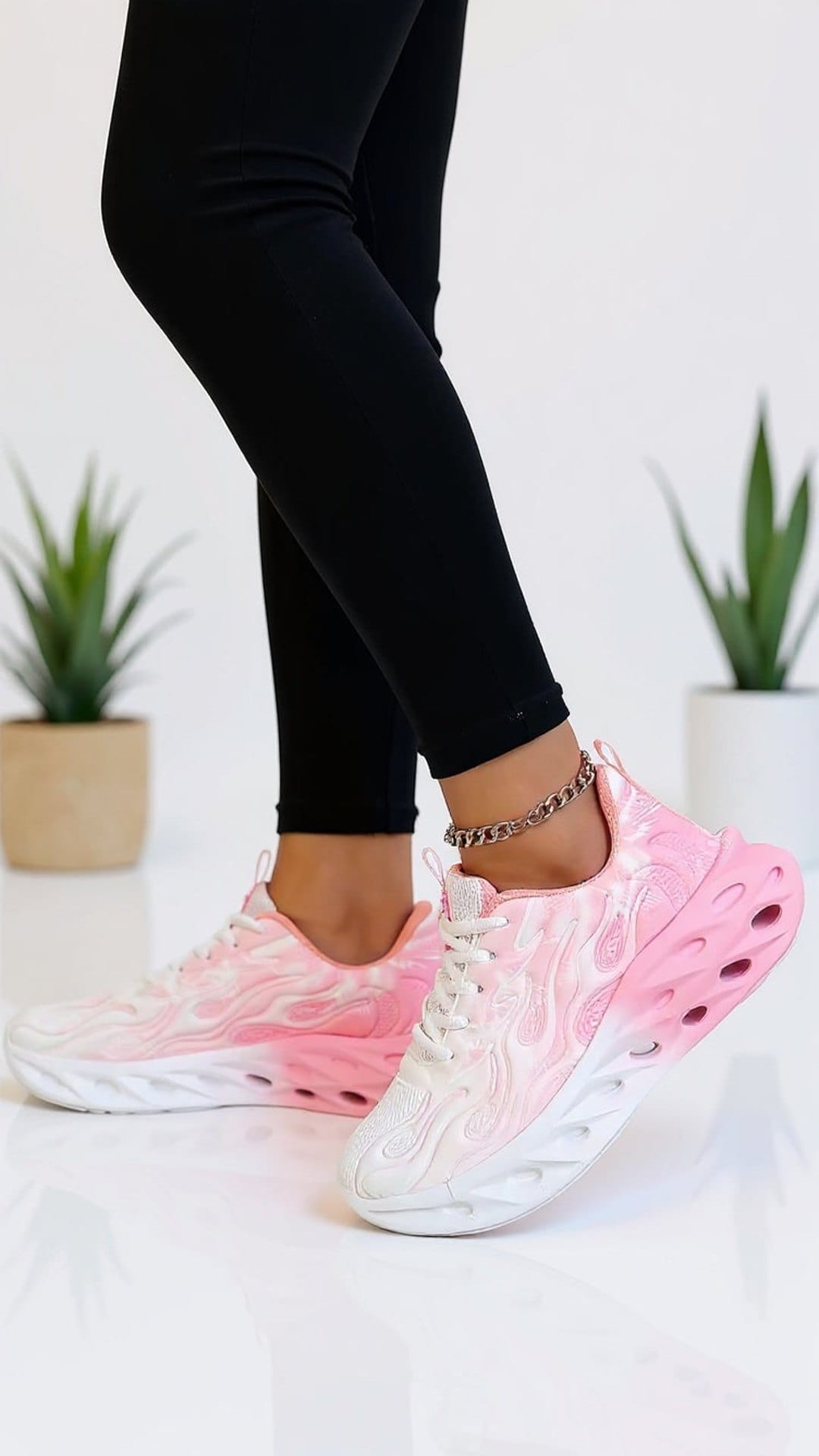 KissICON Women's Pink Trainers – Stylish Plus-Size Footwear