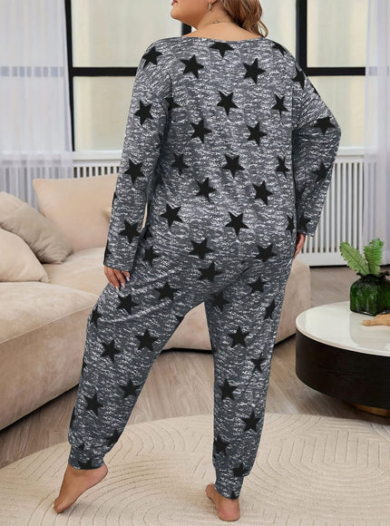 jkthpu-45 Women's Plus Casual Pajama Set, Plus Size Tie
