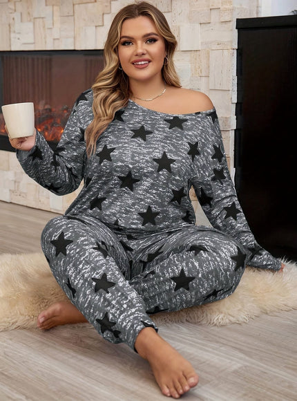jkthpu-45 Women's Plus Casual Pajama Set, Plus Size Tie