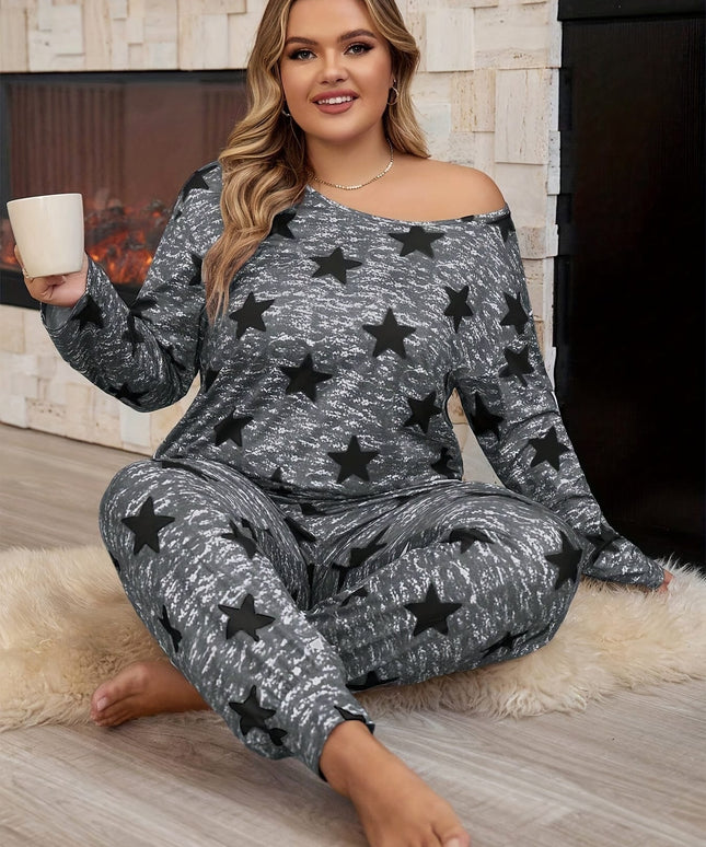 jkthpu-45 Women's Plus Casual Pajama Set, Plus Size Tie