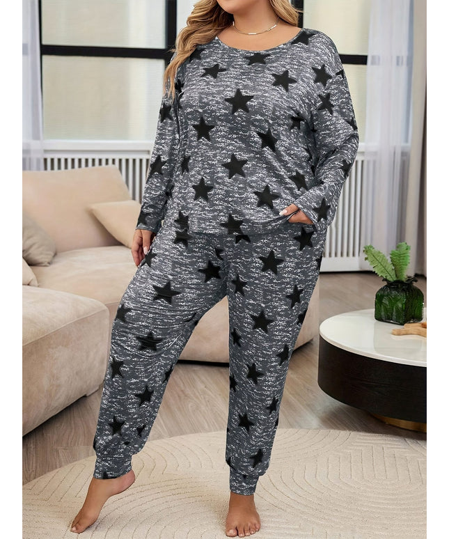 jkthpu-45 Women's Plus Casual Pajama Set, Plus Size Tie