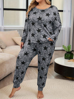 jkthpu-45 Women's Plus Casual Pajama Set, Plus Size Tie