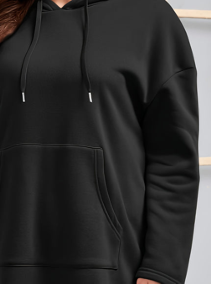 jkthpu-45 Women'S Plus Size Black Hoodie - Casual Pullover