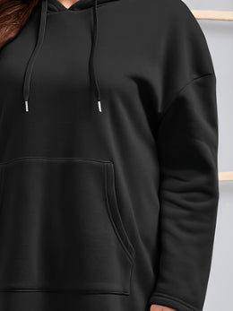 jkthpu-45 Women'S Plus Size Black Hoodie - Casual Pullover