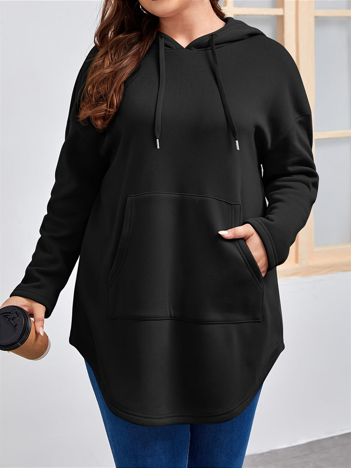 Women'S Plus Size Black Hoodie - Casual Pullover