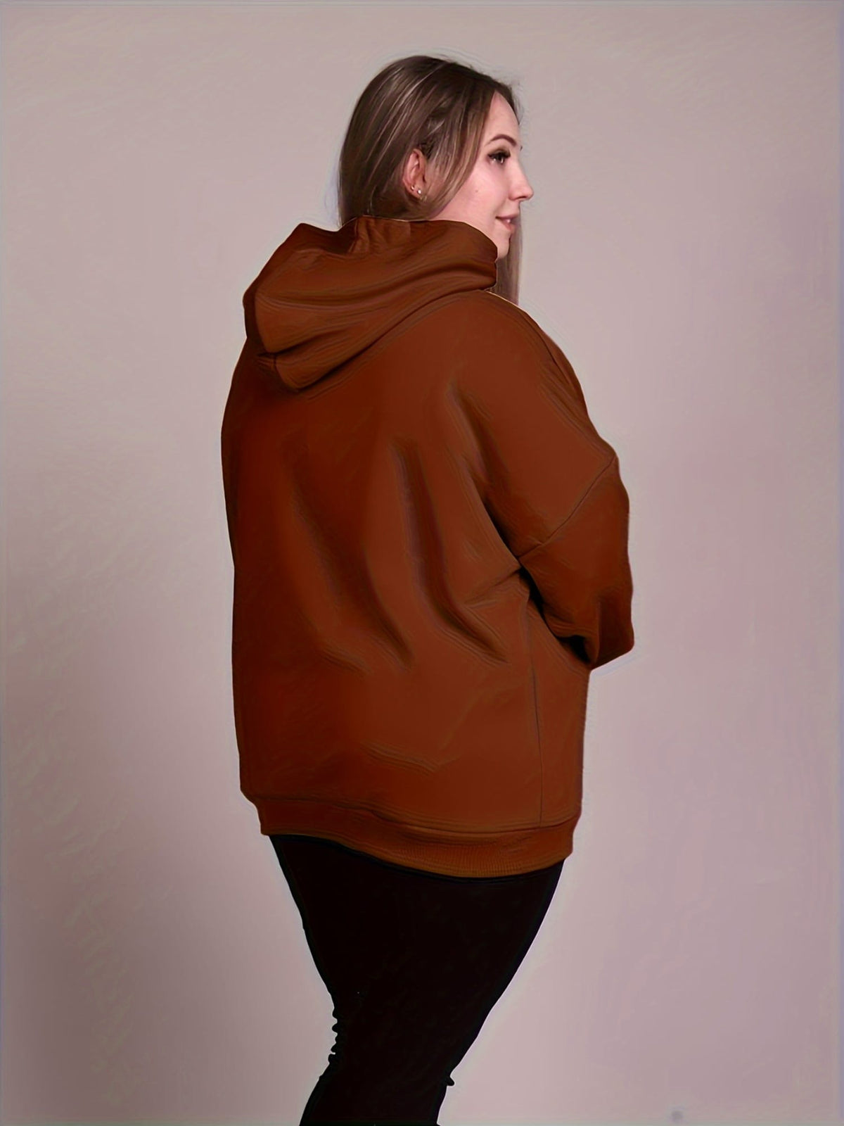 jkthpu-45 Women'S Plus Size Black Hoodie with "Choose Happy"
