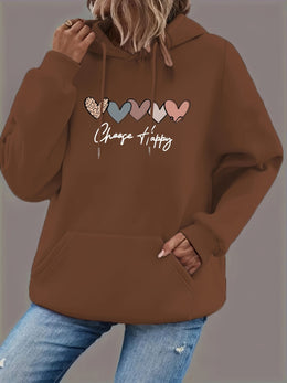 jkthpu-45 Women'S Plus Size Black Hoodie with "Choose Happy"