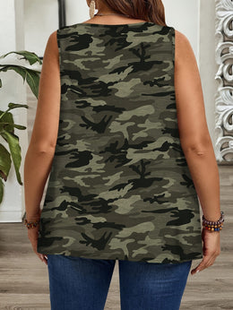 KissICON Women'S Plus Size Camo Print Sleeveless Top -