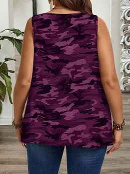 KissICON Women'S Plus Size Camo Print Sleeveless Top -