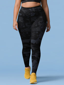 jkthpu-45 Women'S Plus Size Camouflage High-Waisted Leggings - Stretchy,