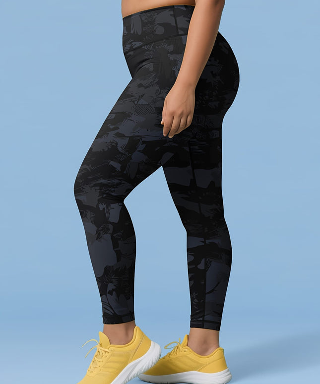 jkthpu-45 Women'S Plus Size Camouflage High-Waisted Leggings - Stretchy,