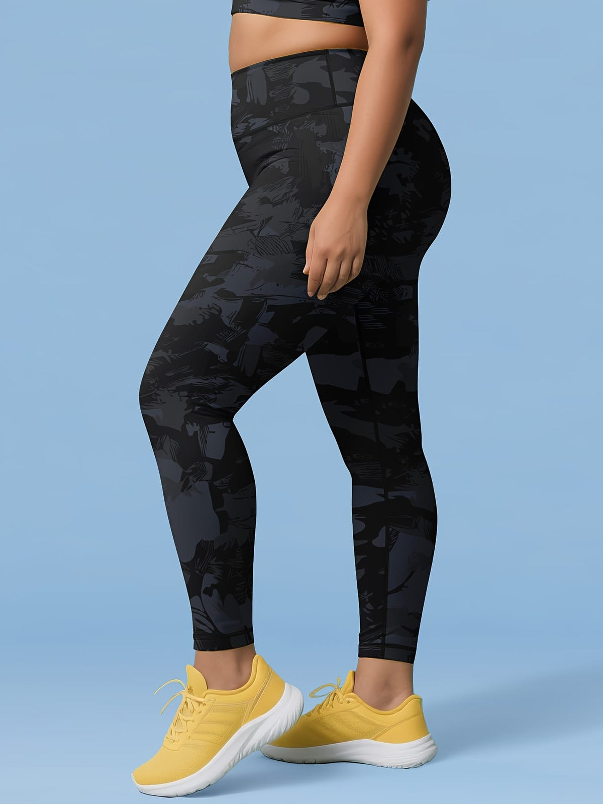 jkthpu-45 Women'S Plus Size Camouflage High-Waisted Leggings - Stretchy,