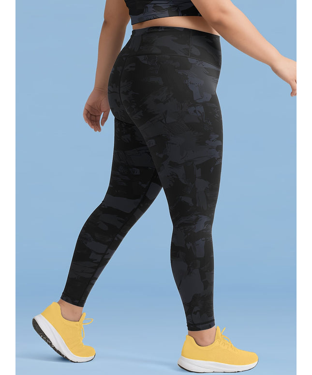 jkthpu-45 Women'S Plus Size Camouflage High-Waisted Leggings - Stretchy,
