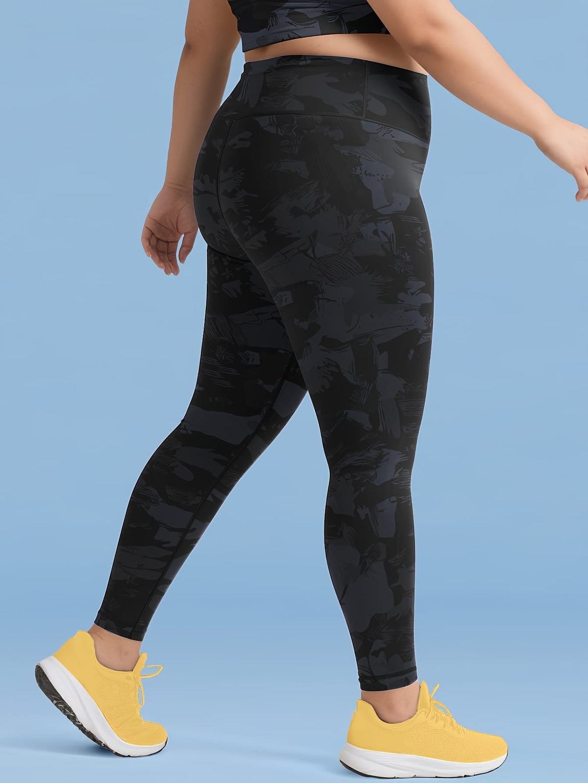 jkthpu-45 Women'S Plus Size Camouflage High-Waisted Leggings - Stretchy,
