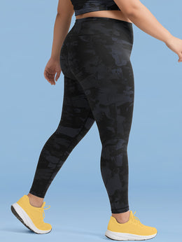 jkthpu-45 Women'S Plus Size Camouflage High-Waisted Leggings - Stretchy,
