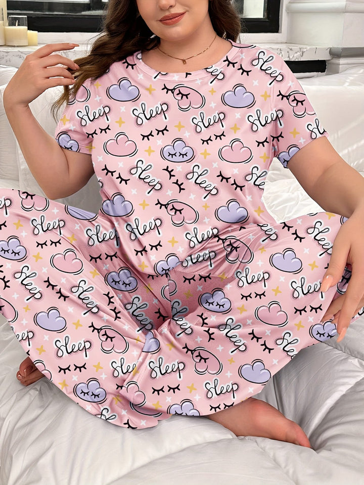 Women's Plus-Size Cartoon Cute Pajama Set