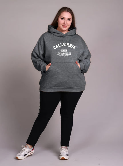 jkthpu-45 Women'S Plus Size Casual Hoodie with California Letter
