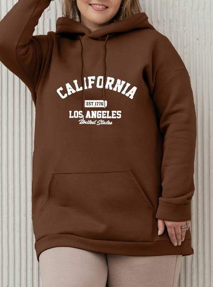 jkthpu-45 Women'S Plus Size Casual Hoodie with California Letter