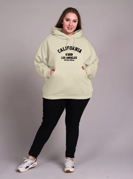 jkthpu-45 Women'S Plus Size Casual Hoodie with California Letter