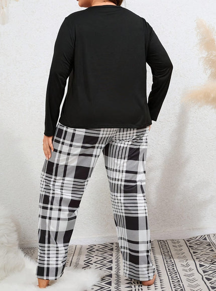 jkthpu-45 Women's Plus-Size Casual Pajama Set