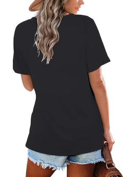 KissICON Women'S Plus Size Casual T-Shirt Set - 3pcs, V-Neck, Short Sleeve, Lightweight & Stretchy, All-Season Comfort, Casual Wear|Vneck Tshirt|Lightweight Fabric