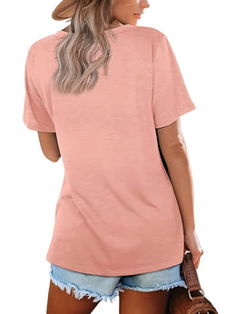 KissICON Women'S Plus Size Casual T-Shirt Set - 3pcs, V-Neck, Short Sleeve, Lightweight & Stretchy, All-Season Comfort, Casual Wear|Vneck Tshirt|Lightweight Fabric
