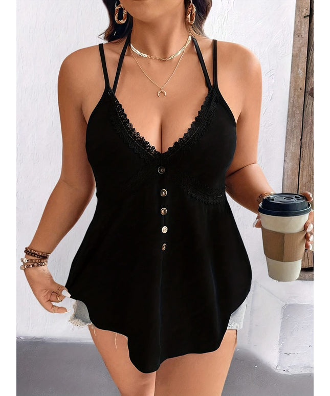 KissICON Women'S Plus Size Casual V-Neck Cami Top with