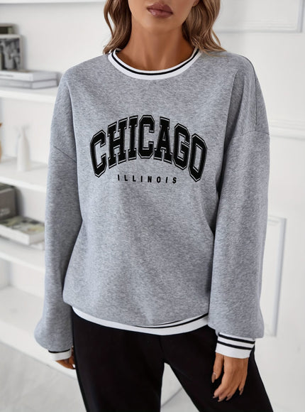 jkthpu-45 Women'S Plus Size Chicago IL Fleece-Lined Sweatshirt -