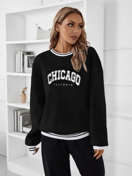 jkthpu-45 Women'S Plus Size Chicago IL Fleece-Lined Sweatshirt -