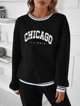 jkthpu-45 Women'S Plus Size Chicago IL Fleece-Lined Sweatshirt -