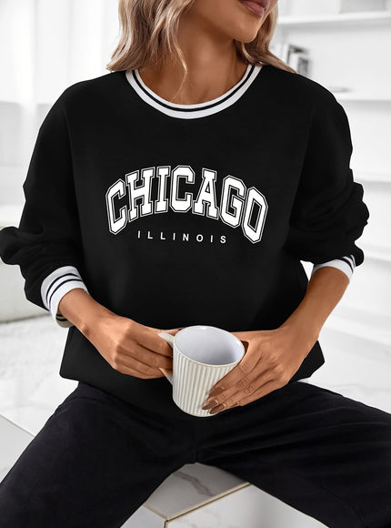 jkthpu-45 Women'S Plus Size Chicago IL Fleece-Lined Sweatshirt -