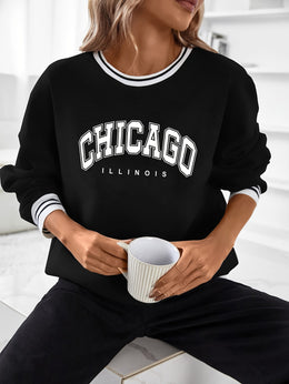 jkthpu-45 Women'S Plus Size Chicago IL Fleece-Lined Sweatshirt -
