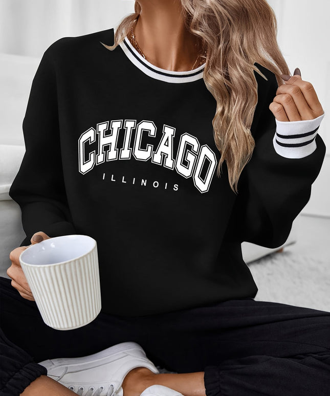 jkthpu-45 Women'S Plus Size Chicago IL Fleece-Lined Sweatshirt -