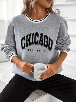 jkthpu-45 Women'S Plus Size Chicago IL Fleece-Lined Sweatshirt -