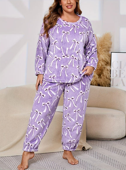 jkthpu-45 Women'S Plus Size Cozy Flannel Pajama Set -