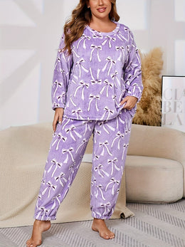 jkthpu-45 Women'S Plus Size Cozy Flannel Pajama Set -