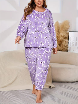 jkthpu-45 Women'S Plus Size Cozy Flannel Pajama Set -