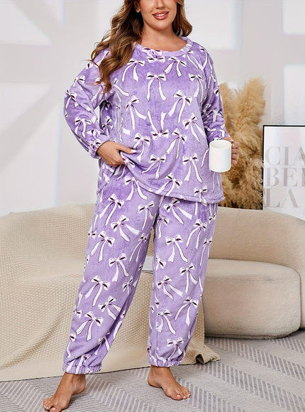 jkthpu-45 Women'S Plus Size Cozy Flannel Pajama Set -