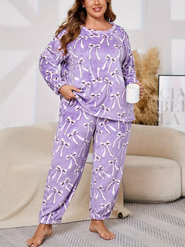 jkthpu-45 Women'S Plus Size Cozy Flannel Pajama Set -