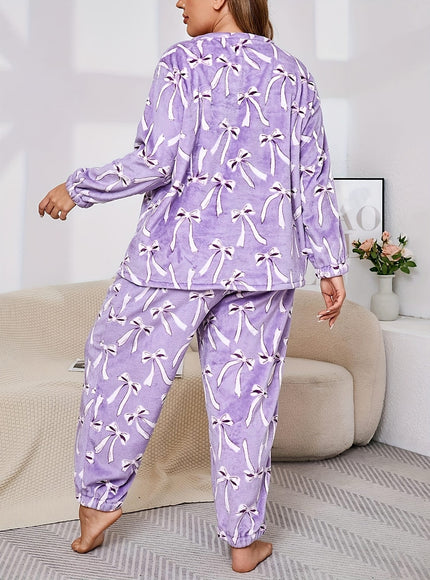jkthpu-45 Women'S Plus Size Cozy Flannel Pajama Set -