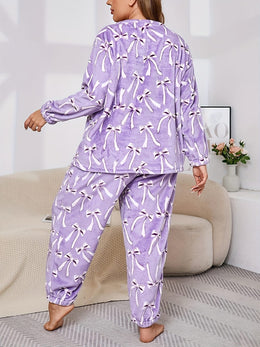 jkthpu-45 Women'S Plus Size Cozy Flannel Pajama Set -