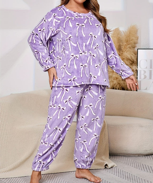 jkthpu-45 Women'S Plus Size Cozy Flannel Pajama Set -
