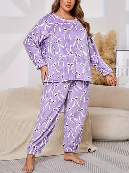 jkthpu-45 Women'S Plus Size Cozy Flannel Pajama Set -