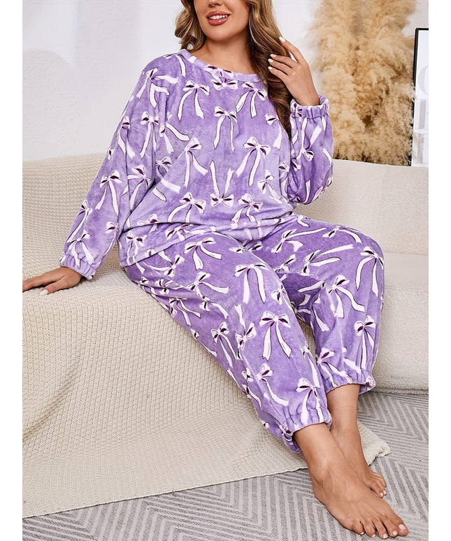 jkthpu-45 Women'S Plus Size Cozy Flannel Pajama Set -