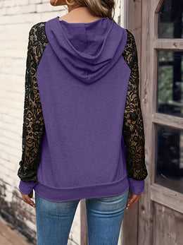 jkthpu-45 Women'S Plus Size Elegant Hoodie with Lace Trim