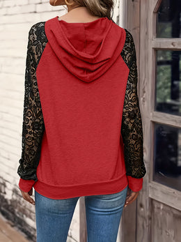 jkthpu-45 Women'S Plus Size Elegant Hoodie with Lace Trim