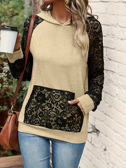 jkthpu-45 Women'S Plus Size Elegant Hoodie with Lace Trim